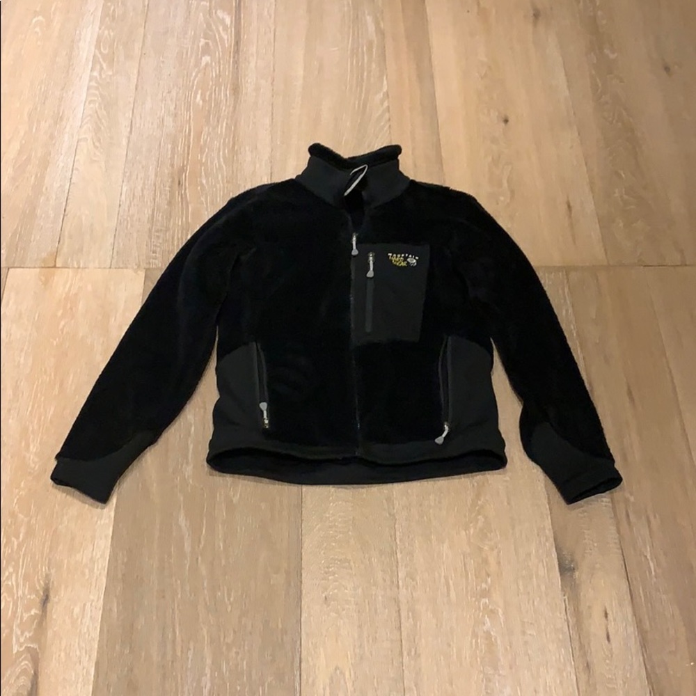 Black fuzzy zip-up jacket